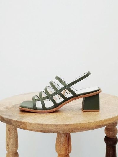 february second Square Mama Sandals Olive Green