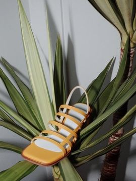 february second Square Mama Sandals Yellow