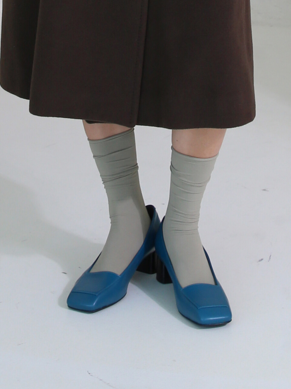 february second Square patches pumps - Blue green