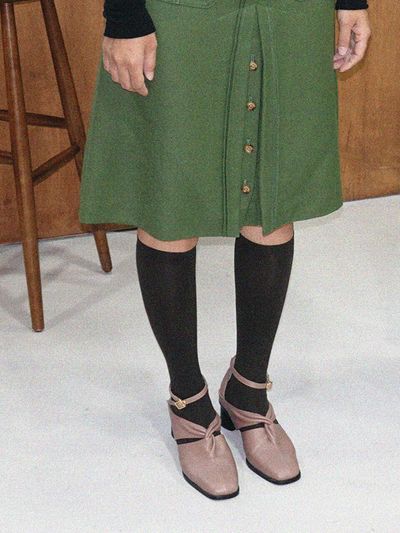 february second Square Shirring Ankle Strap Dark Indi Rose