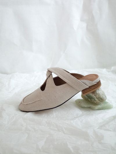 february second Twist Bloafers Natural Fabric