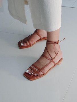 february second Two Way Strap Sandals Dark Camel