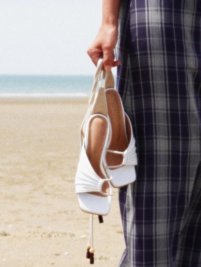 february second Wood Ball Ankle Strap White