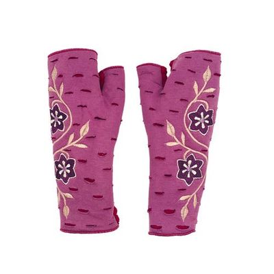Feelgoodz Feelgoodz Women's Artisan Crafted Fleece Lined Primrose Fingerless Jersey Gloves