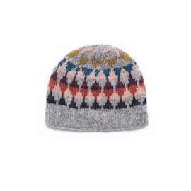 Feelgoodz Feelgoodz Womens Artisan Hand-Knit Jaya Harlequin Wool Beanie Hat