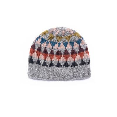 Feelgoodz Feelgoodz Womens Artisan Hand-Knit Jaya Harlequin Wool Beanie Hat