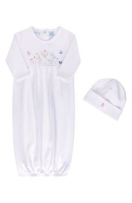 Feltman Brothers Feltman Brothers Garden Embroidered Cotton Gown & Hat Set