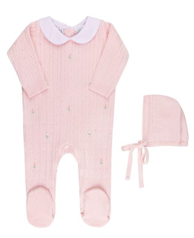 Feltman Brothers Feltman Brothers Girls' Peter Pan Cable Knit Romper with Hat