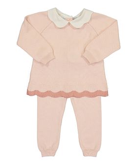 Feltman Brothers Feltman Brothers Girls' Scalloped Contrast Trim Knit Set