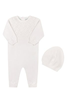 Feltman Brothers Feltman Brothers Lux Cotton Pointelle Romper & Hat Set