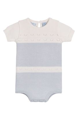 Feltman Brothers Feltman Brothers Pointelle Contrast Cotton Knit Romper
