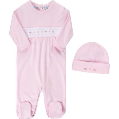 Feltman Brothers Feltman Brothers Smocked Flower Footie & Hat Set