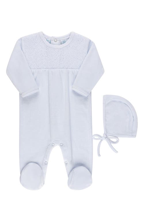 Feltman Brothers Feltman Brothers Smocked Yoke Cotton Blend Velour Footie & Hat Set