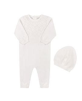 Feltman Brothers Feltman Brothers Unisex Lux Pointelle Knit Romper with Hat