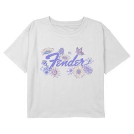 FENDER FENDER Girls' Spring Purple Logo Graphic Cropped T-Shirt