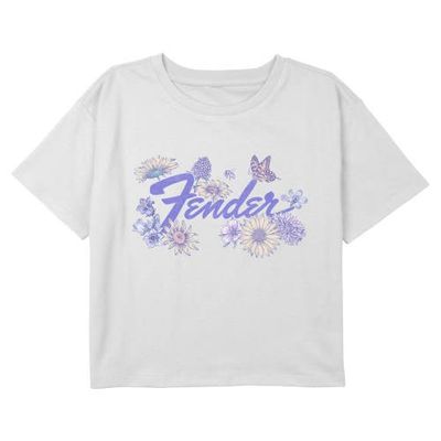 FENDER FENDER Girls' Spring Purple Logo Graphic Cropped T-Shirt