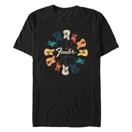 FENDER FENDER Men's Colorful Kaleidoscope Guitars Short Sleeve Graphic T-Shirt