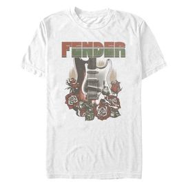 FENDER FENDER Men's Roses Guitar Logo Short Sleeve Graphic T-Shirt