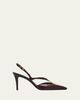 Fendi 85mm Fold Eel Leather Slingback Pumps - 1