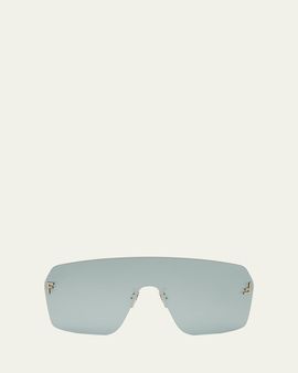 Fendi Crystal FF Metal Shield Sunglasses
