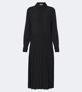 Fendi Fendi Chevron jacquard pleated silk midi dress
