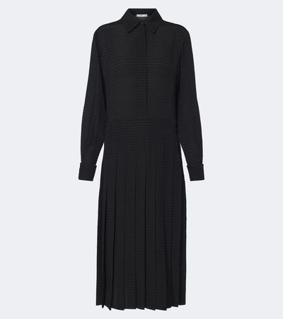 Fendi Fendi Chevron jacquard pleated silk midi dress