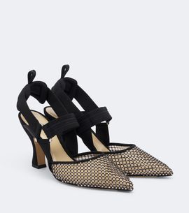 Fendi Fendi Colibrì embellished mesh and suede pumps