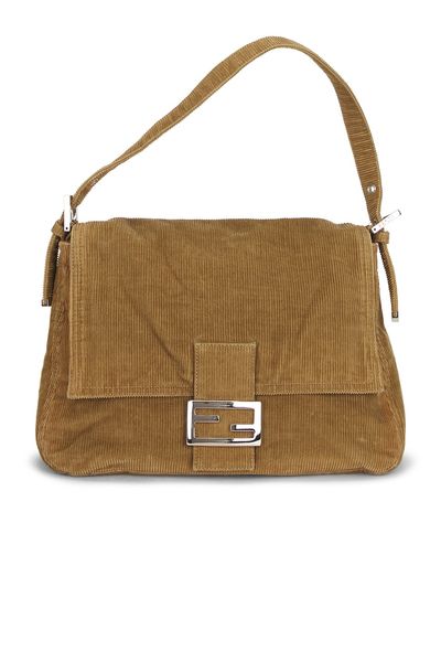 fendi Fendi Corduroy Mama Baguette Shoulder Bag