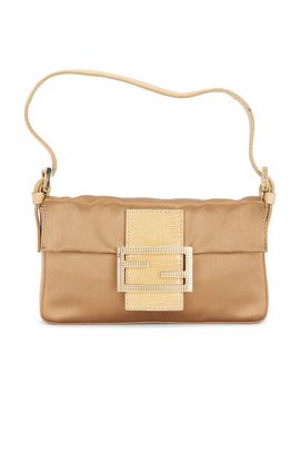 fendi Fendi Crystal Embellished Satin Mini Baguette Shoulder Bag