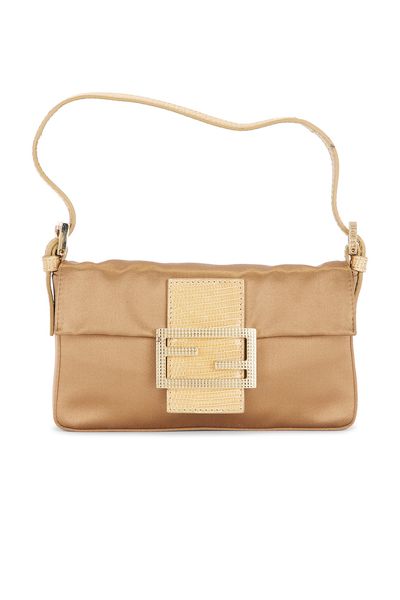 fendi Fendi Crystal Embellished Satin Mini Baguette Shoulder Bag