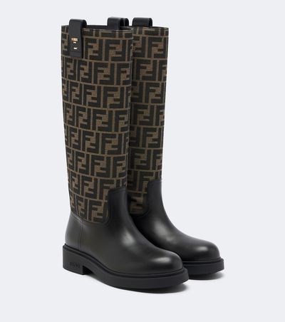 Fendi Fendi Fendi Filo canvas and leather knee-high boots