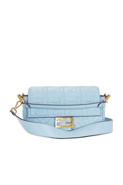fendi Fendi FF Embossed Midi Chain Baguette Shoulder Bag