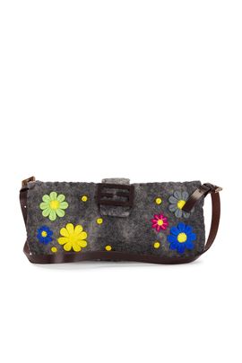 fendi Fendi Floral Embroidered Shoulder Bag