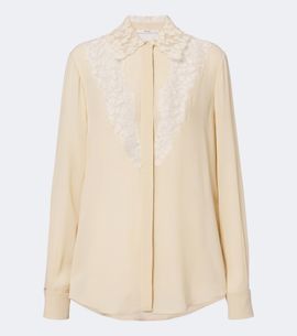 Fendi Fendi Lace-trimmed silk georgette shirt