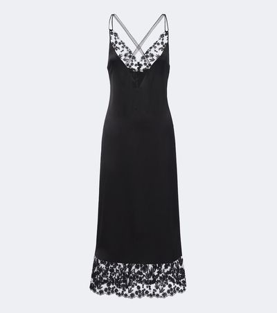 Fendi Fendi Lace-trimmed silk slip dress