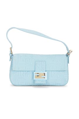 fendi Fendi Logo Embossed Baguette Shoulder Bag