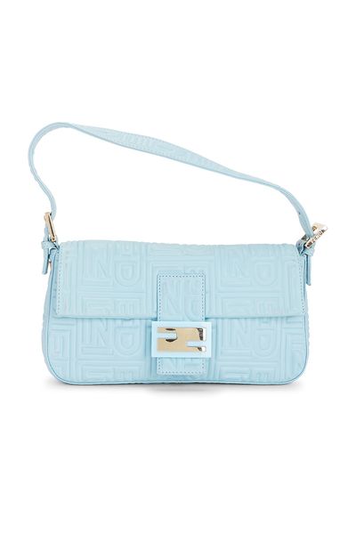 fendi Fendi Logo Embossed Baguette Shoulder Bag
