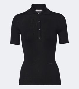 Fendi Fendi Ribbed-knit wool-blend polo shirt