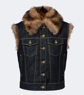 Fendi Fendi Shearling-trimmed denim vest
