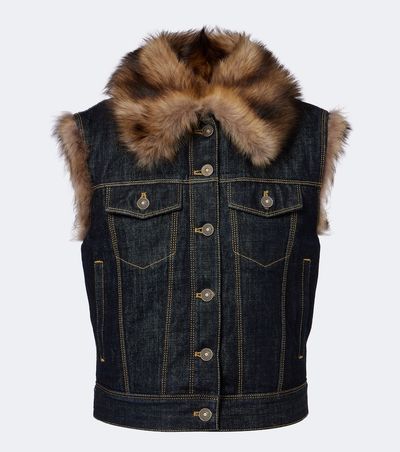 Fendi Fendi Shearling-trimmed denim vest