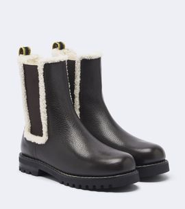 Fendi Fendi Shearling-trimmed leather Chelsea boots