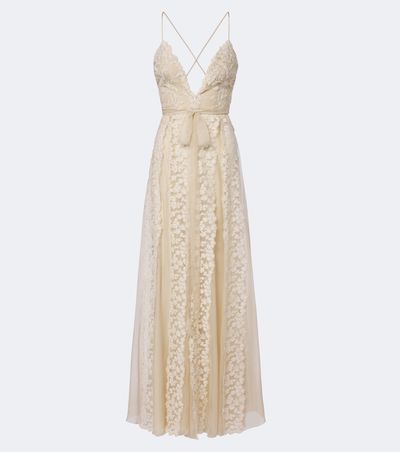 Fendi Fendi Silk chiffon and lace maxi dress