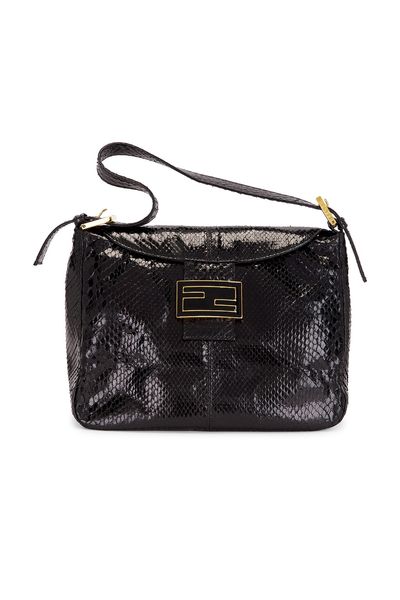 fendi Fendi Snakeskin Baguette Shoulder Bag