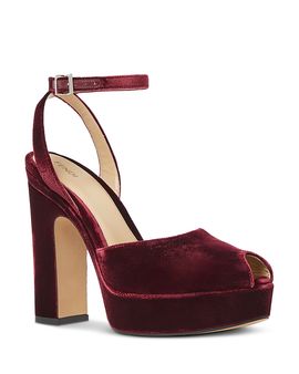 Fendi Fendi Women's After 9 Velvet Peep Toe Platform Sandals