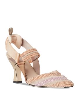 Fendi Fendi Women's Colibri Beaded Mesh High Heel Slingbacks