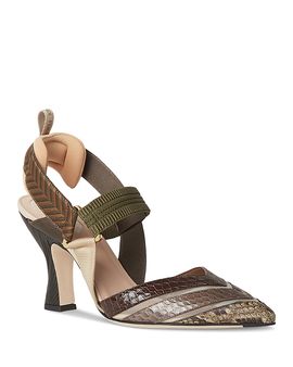 Fendi Fendi Women's Colibri Mesh & Leather High Heel Slingbacks