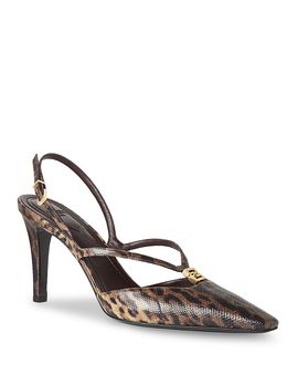 Fendi Fendi Women's Fendi FFold High Heel Printed Karung Slingbacks
