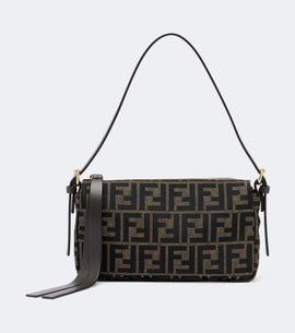 Fendi Fendi Zip Top Small FF jacquard canvas shoulder bag