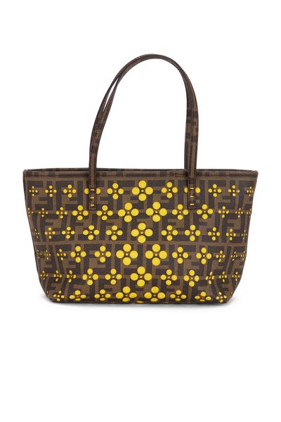 fendi Fendi Zucca Flower-Perforated Roll Tote