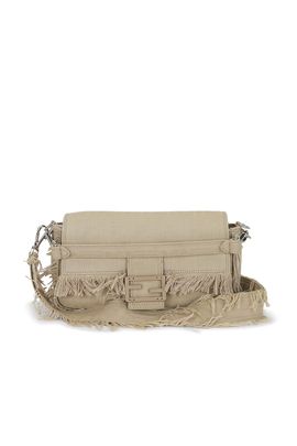 fendi Fendi Zucca Fringe Baguette Shoulder Bag